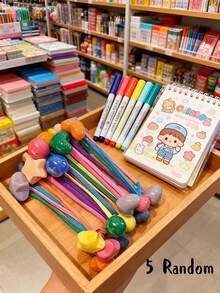 1/5 Random Dopamine Star Round Hair Loop, Compact Slouchy Hair Rope, Brightly Colored Macaron Hair Loop, Colorful Hair Rope, Bead Hair Loop, Candy Colored Polka Dot Hair Loop, High Elasticity Ponytail Hair Loop, Hair Accessory, Sturdy And Durable, Suitable For Daily Use, Random Color, Ladies' Gift, Hair Loop