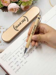 Customized Name Ballpoint Pen,Customized Rectangular Tinplate Pencil Case, Personalized Gift For Teachers, Students, Graduates, Elegant Corporate Promotional Pen, Suitable For Employees, Clients, Business Events, Weddings, Anniversaries, Back To School, School Supplies, Teacher Gifts, Dorm Essentials, Gifts For Professors, College Freshmen, Sophomores, Lower Grade Students, Cozy Autumn Desert Atmosphere, Office Decor,Valentine Day Gift - Multicolor - View 5