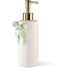 Hanade Ceramic Bow Soap Pump Dispenser Hand Lotion Liquid Dispenser Refillable For Kitchen And Bathroom Drative (Ribbon Green),27473222 - 青檸色 - 查看 2