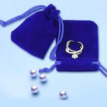 2025Nydotd 100pcs 2 X 2.8 Inch Black Velvet Cloth Jewelry Pouches Velvet Drawstring Bags Christmas Candy Gift Bag Pouch For Wedding Favors Gifts, Event Supplies Party Favors - 寶藍色 - 查看 3