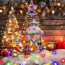 Christmas Lights Outdoor 360 LED Waterfall Christmas String Lights Waterproof 8 Modes Fairy Lights Plugin Led Lights For Indoor Outdoor Yard Wedding Patio Holiday Xmas Tree Decorations Colorful - Colorful - View 5