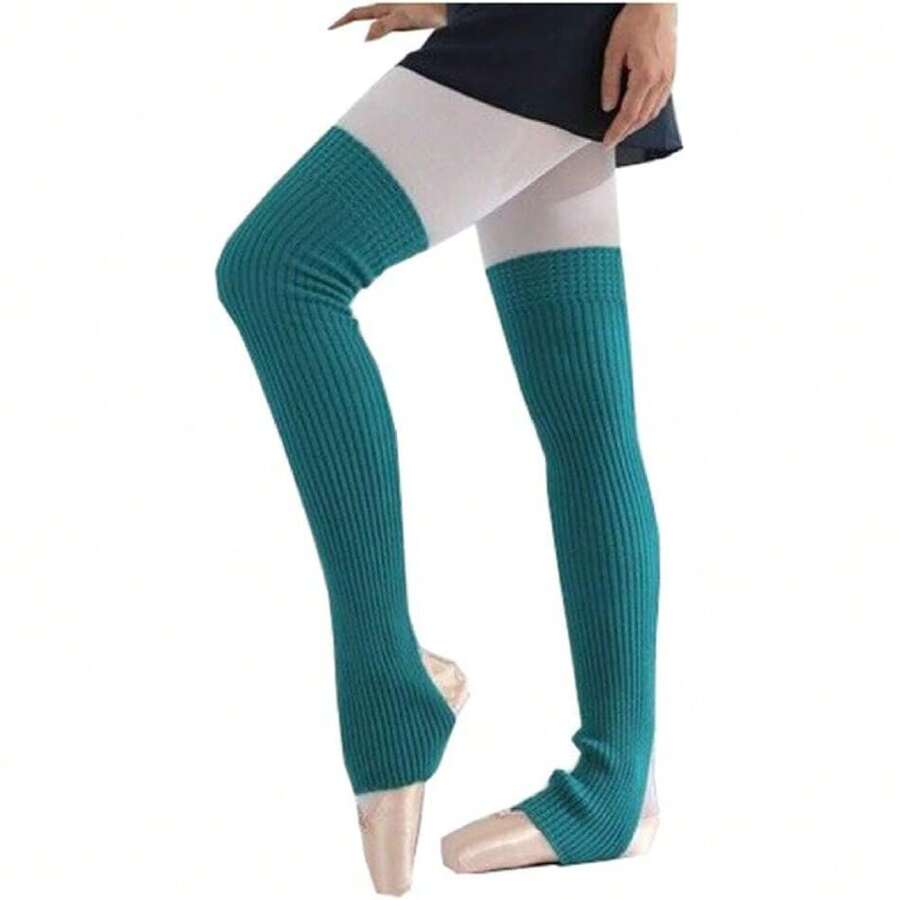 Women Teenagers Over Knee Thigh High 29.5" Leg Warmers Stirrup Thermal Long Yoga Ballet Dance,27465812 - 綠色 - 查看 1