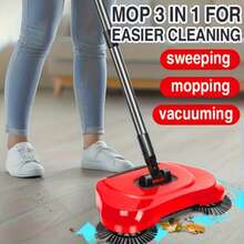 3-In-1 Multi-Function Floor Cleaner - Combining Sweeping, Vacuuming, And Mopping, Suitable For Hardwood And Tile Floors, Wet/Dry Use, Removes Pet Hair, Dust, And Debris. - Red - View 2