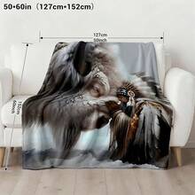 1pc Sunflower Animal Print Leopard Cowhide Retro Bohemian Teal Turquoise Flannel Throw Blanket 280GM,Lightweight Soft For Bed Couch Travel Office Camping, Thoughtful Gift For Men Women Family Friend Christmas Halloween Birthday,Suitable For All Seasons And Machine Washable - Style-4 - View 8