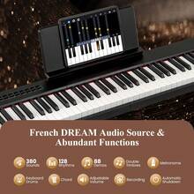 88 Keys Velocity-Sensitive Piano Keyboard Portable Full Size Electric Keyboard Black - 美規A型插(110-127V) - 查看 3