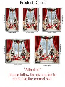 1/3/4pcs Christmas Winter Shower Curtain Set With Gift Balls, Snowflake, And Bow, Red And Green Polyester Fabric, Washable, U-Shaped Toilet Lid Cover, Non-Slip Bath Mat, Festive Holiday Bathroom Decor With 12 Hooks - Multicolor - View 3