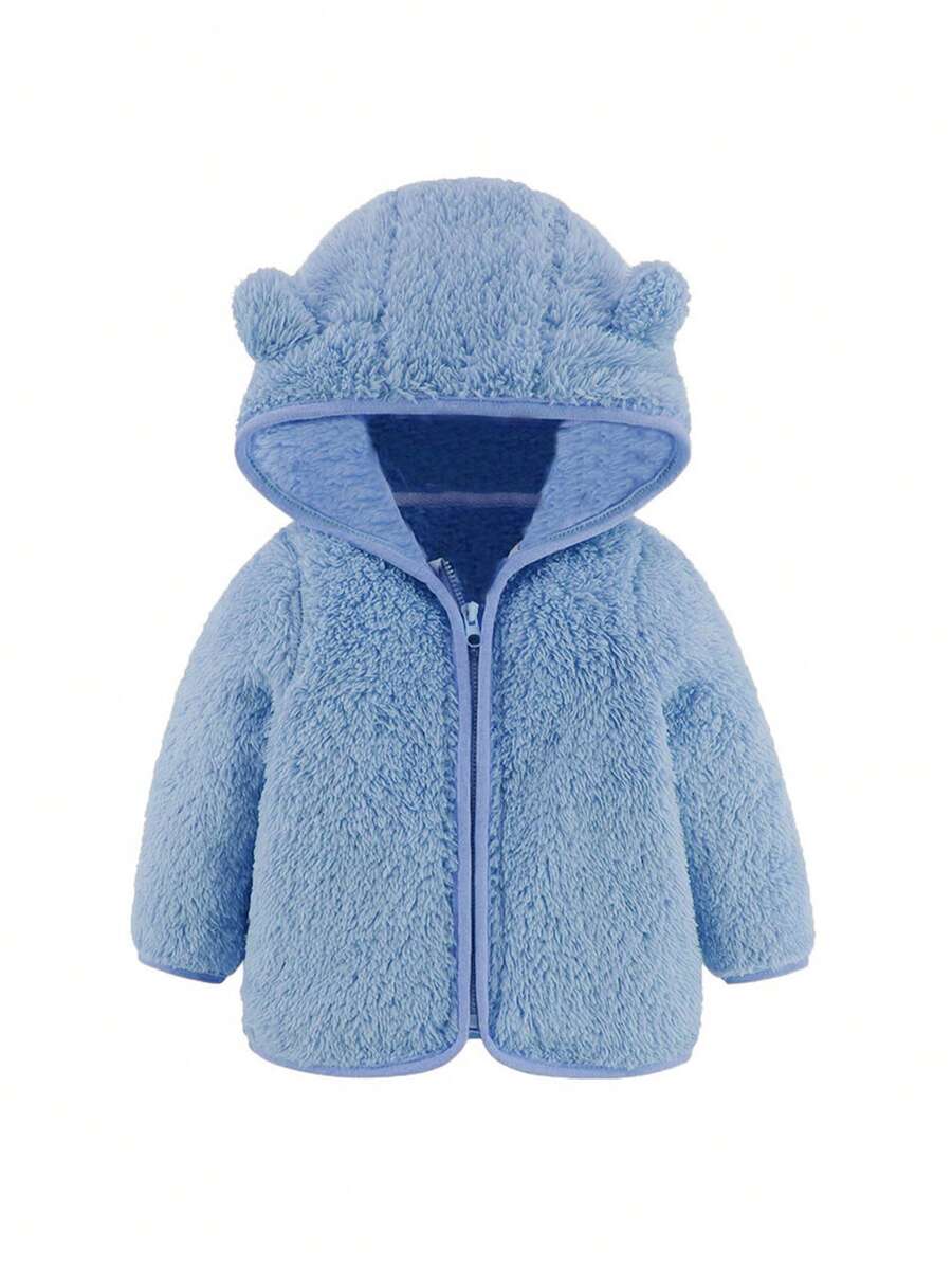 Infant Girls' Warm Fleece Jacket, Autumn/Winter - Baby Blue - View 1