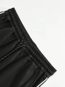 Conjunto deportivo informal ligero negro para hombres, camiseta de manga corta a rayas negras y blancas + pantalones cortos, conjunto de 2 piezas, verano - Negro - Ver 7