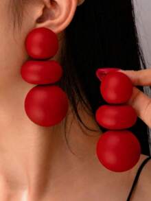 1 par de brincos de metal geométricos redondos com patchwork, estilo europeu e americano, brincos elegantes, vintage, assimétricos e requintados, adequados para uso diário feminino, viagens, banquetes e festas