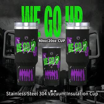 113 cl/66 cl Baby Monster (WE GO UP) Tumbler – Koreansk stil rostfritt stålmugg med handtag och läckagesäkert sugrör | 304 stål, varm/kall 12 timmar | B-MONster fans samlarobjekt, perfekt för resor, hem och utomhus | Återanvändbar jul-/Halloweenpresent