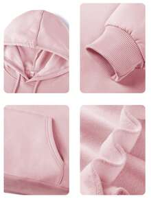 女士时尚秋冬连帽套头卫衣，柔软舒适，保暖内衬，休闲百搭。这款女士休闲保暖连帽衫采用学院风印花图案，尽显青春活力。适合跑步、休闲、聚会、派对等各种场合。秋冬季保暖舒适，适合跑步、运动等活动。宽松加厚连帽卫衣，打造街头风和户外穿搭，秋冬季必备。粉色 - 粉色 - 查看 3