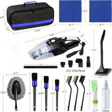 19 Piece Car Care Tools, High-Power Handheld Vacuum Cleaner, Cleaning And Car Wash Kit, Interior Cleaning Set. Available In Purple, Blue, And Purple. - Purple - View 6