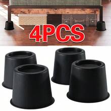 4PCS 5" Heavy Duty Bed Chair Risers Feet Leg Lift Furniture Extra Raisers Stand - Black - View 1