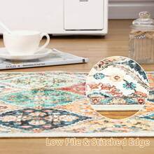 Hodeffior Washable Vintage Area Rugs 120x170cm, Traditional Living Room Rug, Non-Slip Floral Print Carpet For Bedroom, Foldable Short Pile Indoor Mat For Dining Room - Orange - View 4