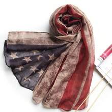 Bufanda de invierno de voile para mujer, elegante, con estampado vintage de la bandera nacional, cálida, ideal para uso diario. - Multicolor - Ver 6
