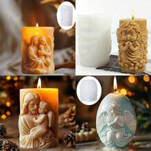 1pc Jesus, Virgin Mary, Angel Pattern Cylinder Craft Candle Making Silicone Mold - White - View 1