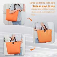 Reusable Grocery Tote Bag Foldable, Large Shoulder Tote Bag For Women Work With Zipper, Oxford Cloth Waterproof Sh... - Green - View 4