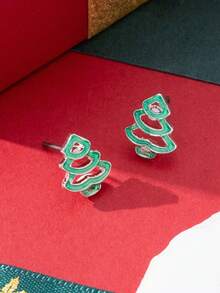 1 Pair Minimalist Fashionable Chic Christmas Mini Tree Stud Earrings - Christmas Earrings - View 1