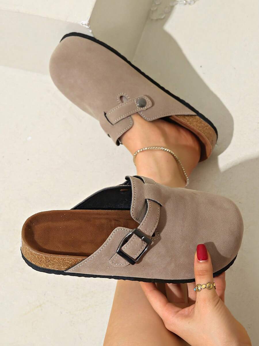Women's Spring New Round Toe Thick Sole Comfortable Slip-On Casual Fashion Mules - Beige - View 1