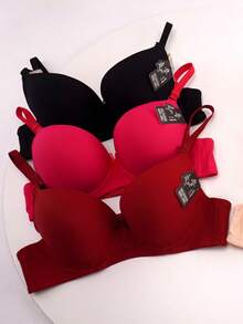 Sujetador de mujer, copa D, paquete de 6, 6 colores, con aros, con sujeción, transpirable, cómodo, tallas grandes. - 6 colores - Ver 4