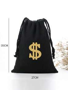 1 pièce Sac à argent en canevas pour fête, sac à argent de déguisement avec signe du dollar, sacs à argent de 20 x 17 cm pour faveur de fête, braquage de banque, pirate, cowboy, thème de fête déguisée