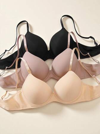 3件套女士简约舒适文胸，休闲简约聚拢钢圈日常文胸