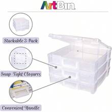 ArtBin 6913ZZ 12" X 12" Portable Art And Craft Organizer With Handle 3Pack [3] Plastic Storage Cases Clear