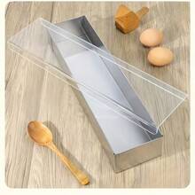 优质铝制提拉米苏和芝士蛋糕烤盘 - 矩形，配有可拆卸隔板，底座稳定，适合制作完美的慕斯蛋糕 - 耐用的厨房必备品，手工制作，可拆卸扣环，可拆卸挡板 - 銀色 - 查看 6