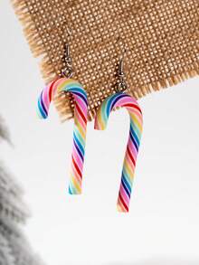 4 pares de aretes de caramelo navideños, regalo de Navidad lindo para niñas, aretes de arcilla polimérica para fiestas navideñas, joyería navideña elegante y adorable