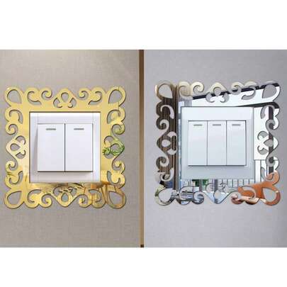 Acrylic Mirror Square Switch Stickers, Reflective Mirror Stickers, Living Room Bedroom Decorative Wall Stickers, Wall Decorations