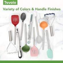 Tovolo - Cucharón de silicona con mango de acero inoxidable para cocinar enlatado, servir sopa, sopa, salsa, cuchara grande para utensilios de cocina, apto para lavaplatos, silicona sin , índigo(Cayena) - Multicolor - Ver 6