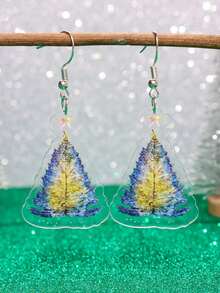 1 Pair Fashionable Creative Personalized Delicate Star & Blue Christmas Tree Accessories, Suitable For Holiday Parties, Casual & Versatile - Multicolor - View 3