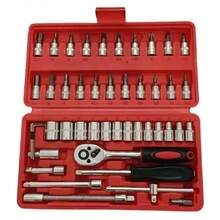 46pcs Manual Tool Set, Automotive Repair Tool Kit, Workshop Socket Mechanic Tool Box, Suitable For Home Use Ratchet Screwdriver Set - Multicolor - View 8