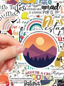 50pcs Spanish Bible Stickers Graffiti Decorative Patterns Non Repeatable One Time Use Suitable For Pocket Books Desks Pencil Pouches Office Chairs Bookshelves Office Supplies & Accessories Water Bottle Decorative Stickers Easy Peel & Stick Great For Winter And New Year!