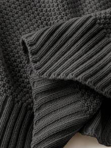 Plus Size Casual Solid Color Crew Neck Knit Sweater Vest - Dark Grey - View 7
