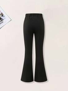 2pcs/Set Tween Girl Leopard&Bow Graphic Sweatshirt And Flares Pants Set,Comfortable & Fashionable Casual Wear Outfit,Back To School Outfits - Black - View 7