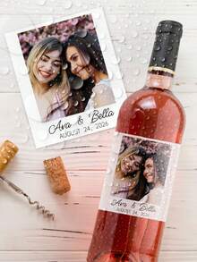 1-12pcs Personalized Bottle Stickers, Customizable With Text. Ideal For Engagements, Creative Gifts For Couples, Anniversaries, Bridal Showers, Events, And Holiday Parties. Reusable, DIY Design, Adhesive, Exquisite, High-Quality, Modern, Colorful, Stylish, Customizable, And Personalized. Suitable For Champagne, Whiskey, Tequila, And Other Liquor Bottles.