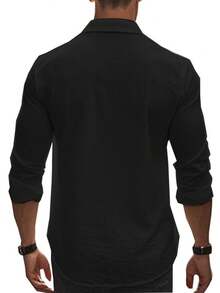 1 pieza Camisa de botones de lino transpirable para hombres, estilo casual elegante adecuado para uso diario, viajes a la playa, cafeterías al aire libre, excursiones de fin de semana y días laborales casuales