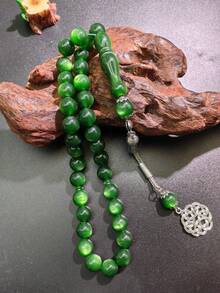 1 件 45 颗 10 毫米穆斯林祈祷珠手链，新款圆形珠子吊坠，经典款（黑色蓝色或棕色黑色可选），适合男女日常或节日佩戴 - 彩色 - 查看 18