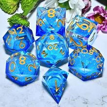 Dados poliédricos de resina para juegos de rol (7 piezas) - Dados para juegos de mesa/de escritorio y regalos de cumpleaños y festividades - Multicolor - Ver 11