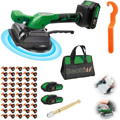 Herramienta de instalación de azulejos con vibrador inalámbrico, herramienta de instalación de azulejos con vibrador, nivelador de azulejos con 2 baterías, apto para interiores y exteriores, obras de construcción y mejoras del hogar, máquina de pisos, equipo de construcción, resistente y duradero, construcción sólida, lijadora inalámbrica, pulidora, amoladora angular, herramienta eléctrica,almacen local, regalos de Navidad