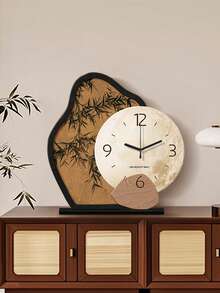 1 pieza Reloj de escritorio en forma de media luna retro 2D, movimiento de cuarzo súper silencioso, sin sonido de tic-tac, adecuado para decorar la entrada, el gabinete, el escritorio de la oficina, la mesita de noche, regalo perfecto para amigos y familiares