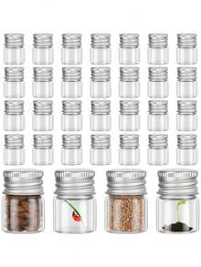 10 pièces - Flacons en verre mini de 10 ml avec couvercles en aluminium, petits bocaux, mini-contenants en verre, petites bouteilles en verre transparent avec bouchons à vis, petits contenants, idéaux pour le stockage d'artisanat DIY - Transparent - Voir 8