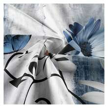 Rustic Farmhouse Shower Curtain, Farm Blue Daisy Floral Flowers And Butterfly On Country Wooden Shower Curtain For Bathroom, Turquoise Blue Bathroom Shower Curtains With 6PCS Hooks, 36X70IN - 多色550 - 查看 6
