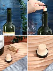 1/5pcs Reusable T-Shape Wine Bottle Stoppers, Aluminum & Silicone Material, Suitable For Wine & Beer Bottles, For Wine Storage, Preserving Wine Flavor, Household Bottle Caps - Multicolor - View 5