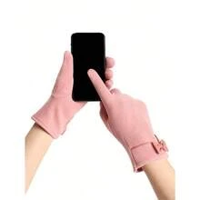 1 Pair Cute Bow Thermal Plush Gloves, Windproof Touch Screen Winter Outdoor Sports Gloves For Ladies, Fashion Warm Gloves For Women Cold Weather, Snow Thicken Cycling Gloves, Women's Wool Coldproof Warmth Glove, Suitable For Holiday Gifts, Gift Giving, Insulated Finger Gloves Halloween Valentine's Day - màu đen - Xem 6