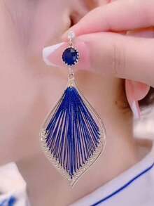1 Pair Exaggerated Tassel Peacock Tail Design Earrings, Unique Luxury Style - Multicolor - View 3