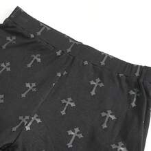 1pc Gothic Style Cross Strap Hollow Leggings, Dark Punk Daily Outfit, Autumn/Winter - Black - View 6