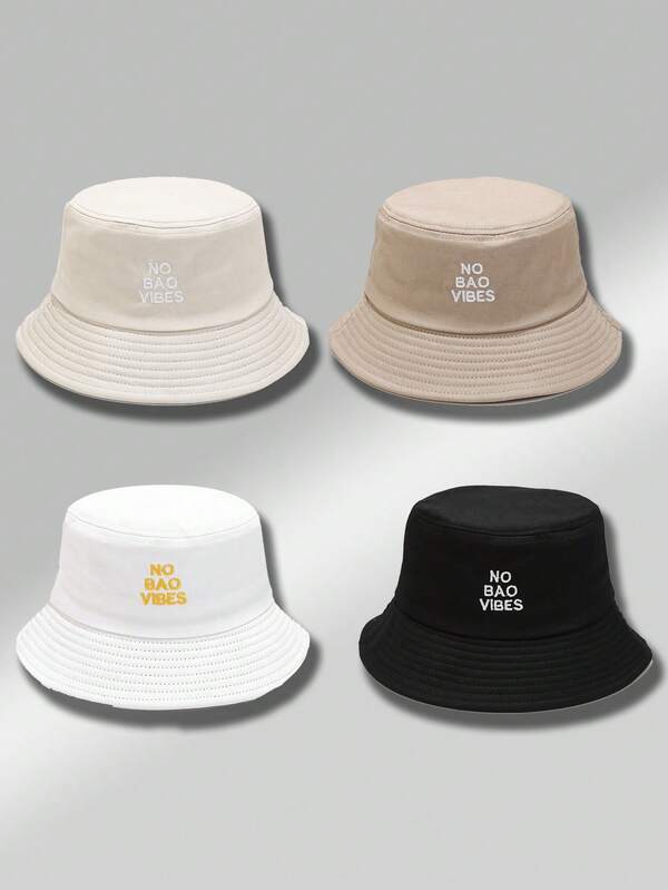 1pc Unisex Alphabet Print Bucket Hat - Adjustable Protection Ideal For Hiking, Mountaineering, Travel, Outdoor Sports Baseball Cap