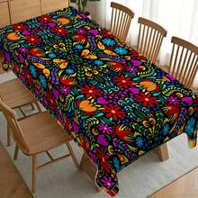 1pc Polish Symmetrical Floral Tablecloth, Eastern European Art Style Dining Table Decor Cloth, Rectangular Polyester Material, Washable And Reusable, Suitable For Daily Home, Restaurant, Living Room Gatherings, Eid Al-Fitr Themed Parties, Indoor/Outdoor Use - Multicolor - View 8